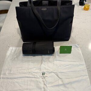 Kate Spade Black Nylon Diaper Bag with Changing Pad & Dust Bag